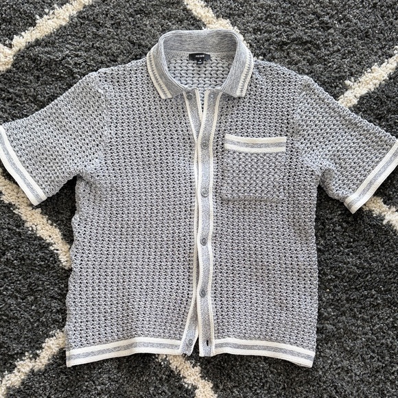Reiss Other - Reiss Meadows Light Gray Knit Short Sleeve Button-Up Shirt